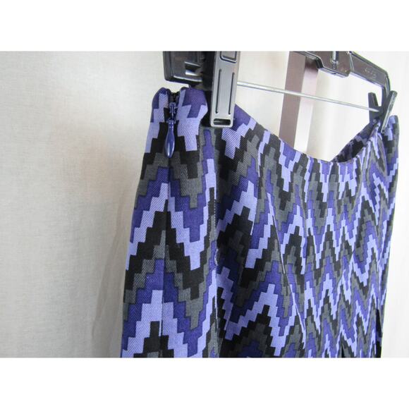 Carlisle US 8 Silk Wool Purple and Black Geometric Zip Zag Pleated Skirt - Picture 5 of 8